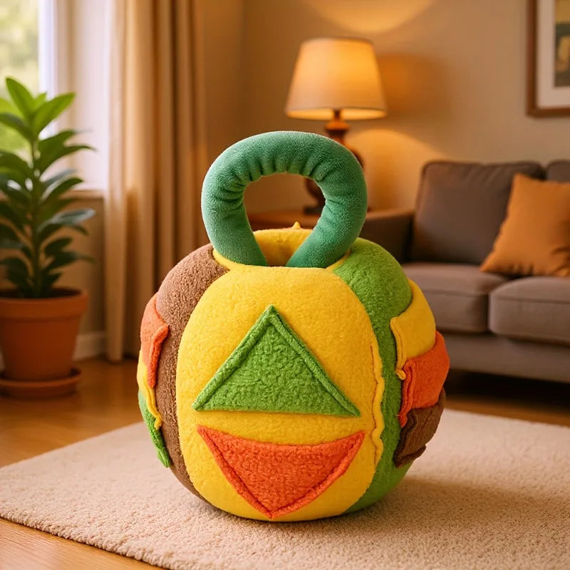 Interaktiv tuggboll för hund, hållbart aktiveringsleksak med gömda godis & ljud för starka tuggare